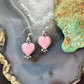 Native American Sterling Silver Pink Conch Decorated Heart Dangle Earrings For Women