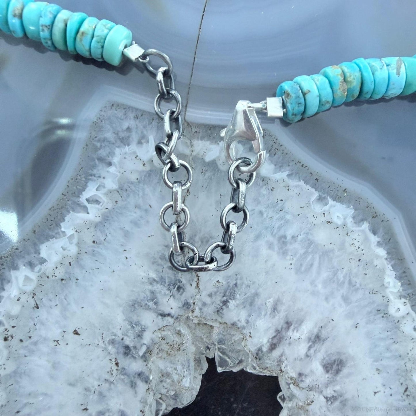 Sterling Silver Southwestern Style Blue Turquoise Beads &Starling Beads 18" Necklace For Women  #1