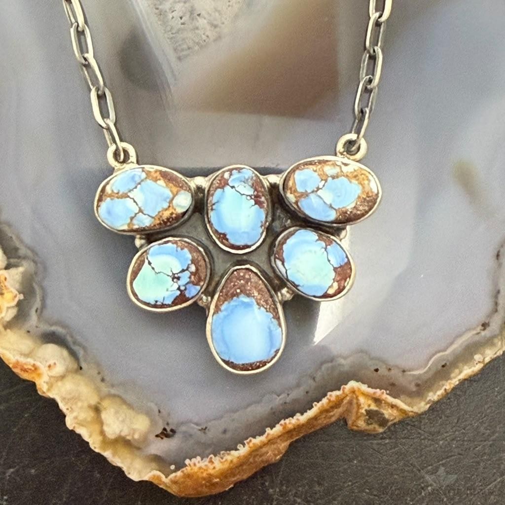 Sterling Silver Southwestern Style Golden Hill Turquoise 22" Necklace For Women