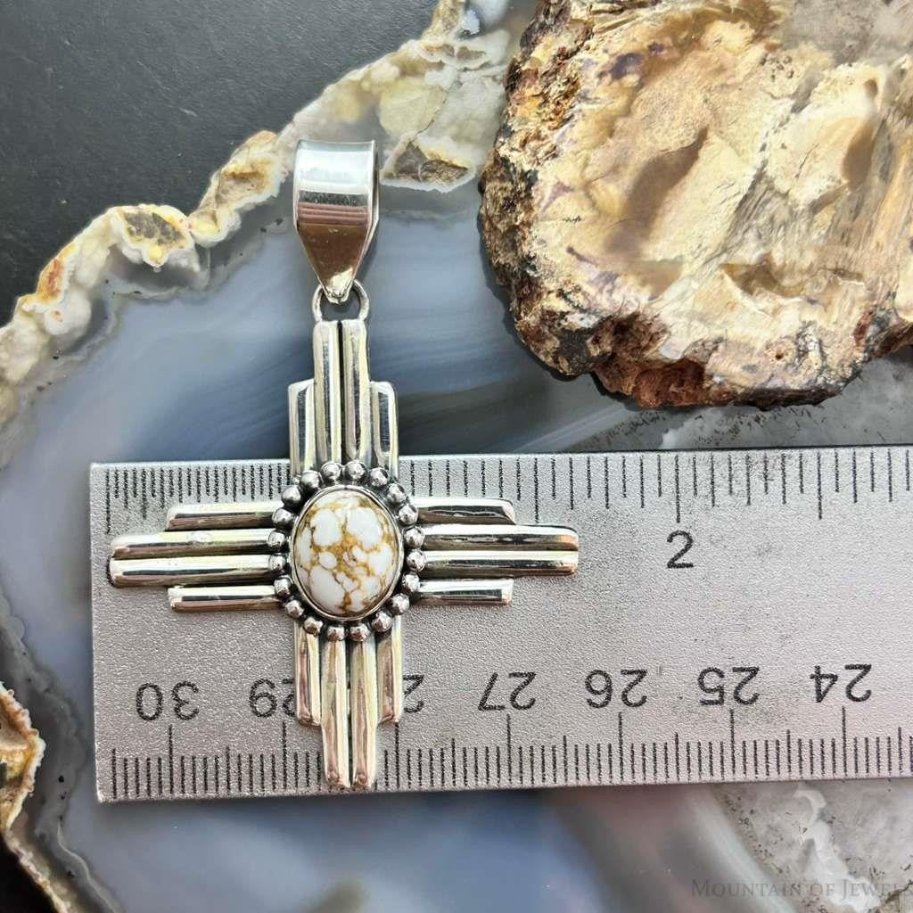 Sterling Silver Southwestern Style Oval Wild Horse Unisex Zia Pendant