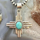 Sterling Silver Southwestern Style Oval Mohave Turquoise Unisex Zia Pendant #1