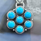 Native American Sterling Silver Turquoise Decorated Cluster Pendant For Women