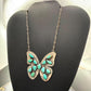 Sterling Silver Southwestern Style Kingman Turquoise Butterfly Pendant 20" Necklace For Women