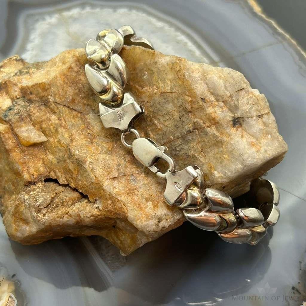 Vintage Sterling Silver Silver 7" Fashion Link Bracelet For Women