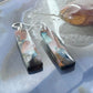 Sterling Silver Rectangle Chrysocolla Slab Dangle Earrings For Women #212