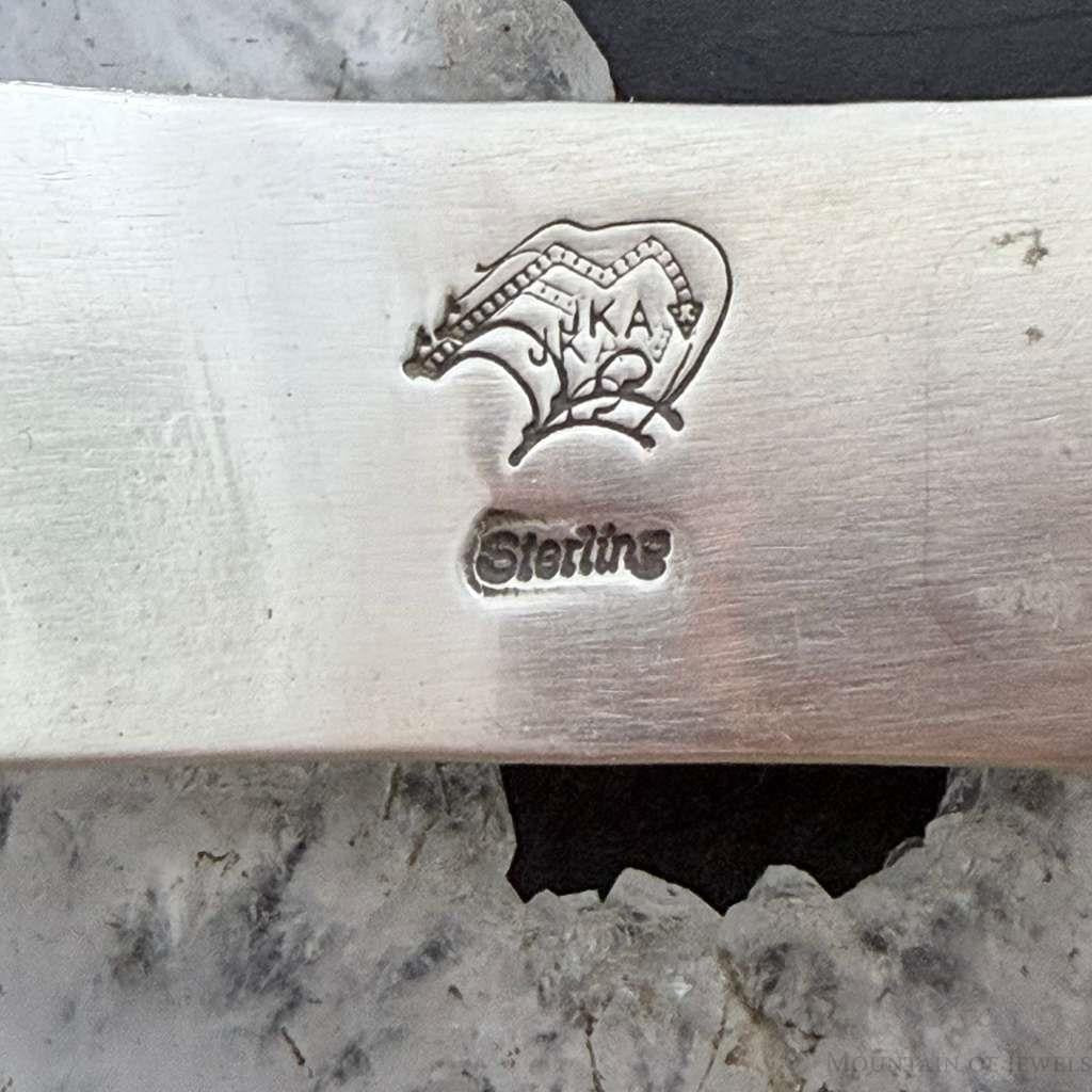 Signed Native American Sterling Balls and Crosses Oxidized Bracelet For Women