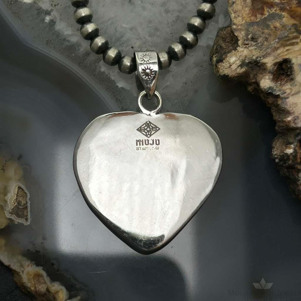 Sterling Southwestern Style Turquoise Spiny Oyster Heart Pendant For Women #1
