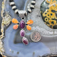 Native American Sterling Silver Purple & Orange Spiny Oyster Dragonfly Pendant For Women