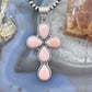 Native American Sterling Silver 5 Teardrop Pink Conch Cross Pendant For Women