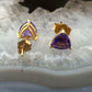 14K Yellow Gold Amethyst Tiny Stud Earrings For Women