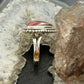 Sterling Silver Southwestern Style Triangle Thulite Split Shank Ring Size 9 For Women