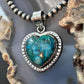 Sterling Silver Southwestern Style Azurite Malachite Heart Pendant For Women #2