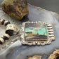 Sterling Silver Southwestern Style Square Blackjack Turquoise Decorated Pendant For Women