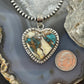 Sterling Silver Southwestern Style Turquoise Spiny Oyster Heart Pendant For Women #1