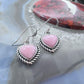 Native American Sterling Silver Heart Shape Pink Conch Dangle Earrings For Women