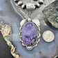 Sterling Silver Southwestern Style Oval Charoite Decorated Pendant For Women #1