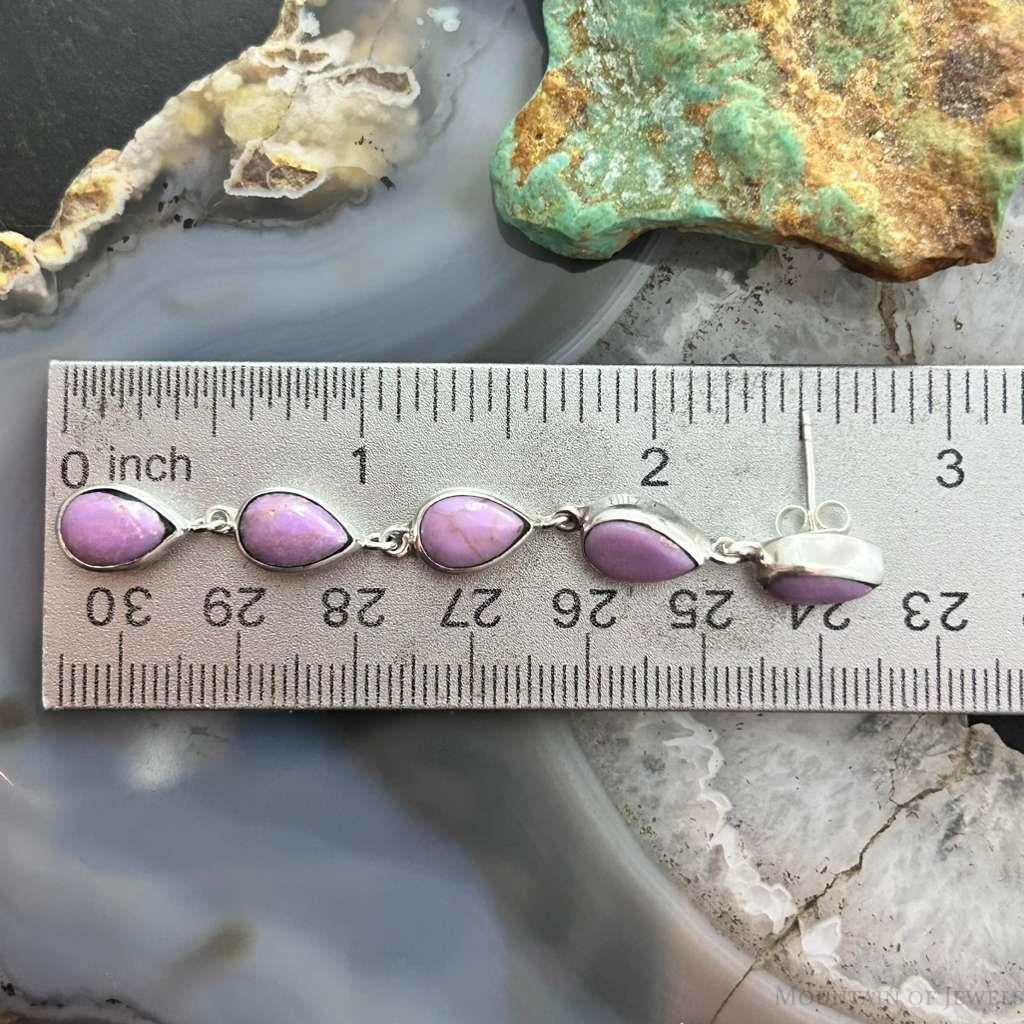 Native American Sterling Silver Teardrop Phosphosiderite Post Earrings For Women