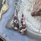 Sterling Silver Elongated Teardrop Rhodonite Slab Dangle Earrings For Women #233