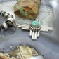 Sterling Silver Southwestern Style Rounded Mohave Turquoise Unisex  Zia Pendant #1
