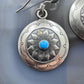 Native American Sterling Silver Turquoise Dot Stamped Concho Dangle Earrings For Women