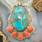 Sterling Silver Southwestern Style Oval Shattuckite & Spiny Oyster Decorated Pendant For Women