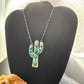 Sterling Southwestern Style Kingman Turquoise Cactus Pendant 20.5" Necklace