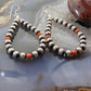 Navajo Pearl Beads and Spiny Oyster 5mm Sterling Silver Hoop Dangle Earrings