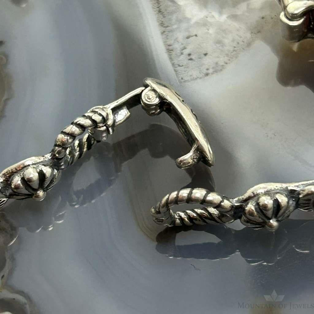 Carolyn Pollack Sterling Silver 7 Oval Multi-Stone Decorated 8" Link Bracelet For Women