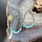 Sterling Silver Navajo Pearl Bead & Chunky Turquoise Dangle Hoop Earrings For Women