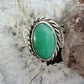 Sterling Silver Southwestern Style Oval Green Chalcedony Decorated Ring Size 8.5 For Women