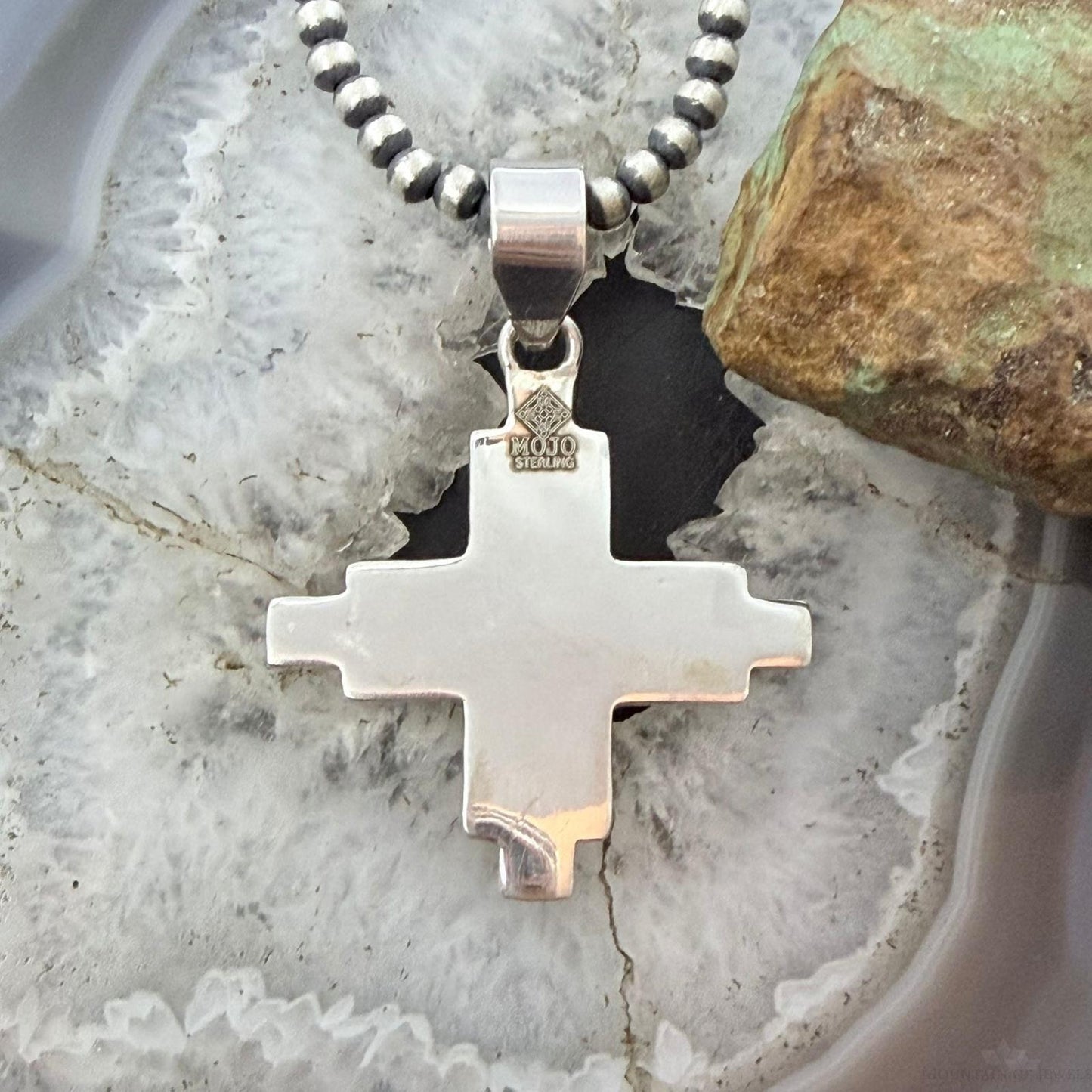 Sterling Silver Southwestern Style Rounded Mohave Turquoise Unisex Zia Pendant