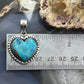 Sterling Silver Southwestern Style Chrysocolla Decorated Heart Pendant For Women
