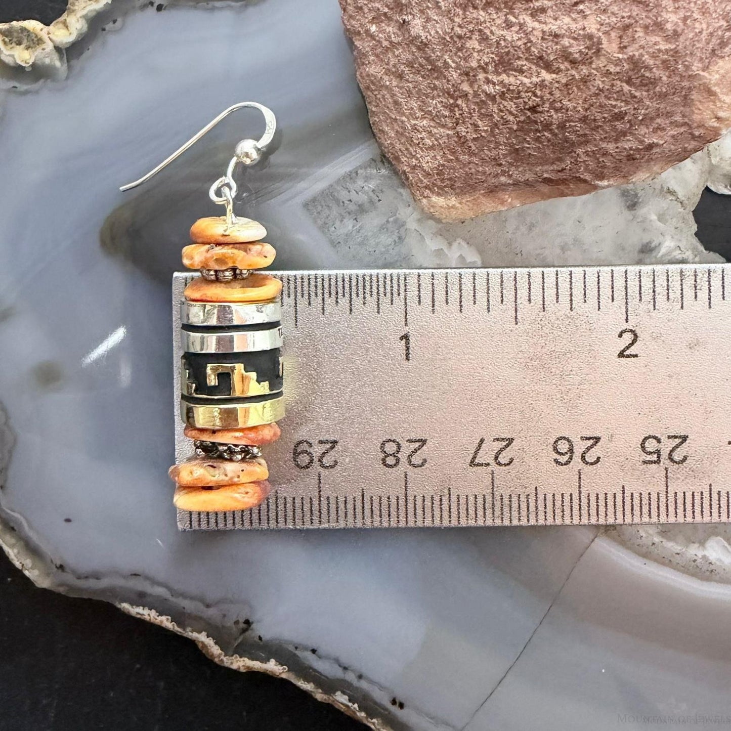 Tommy & Rosita Singer Sterling Silver Orange Spiny Oyster Beads Dangle Earrings For Women #1