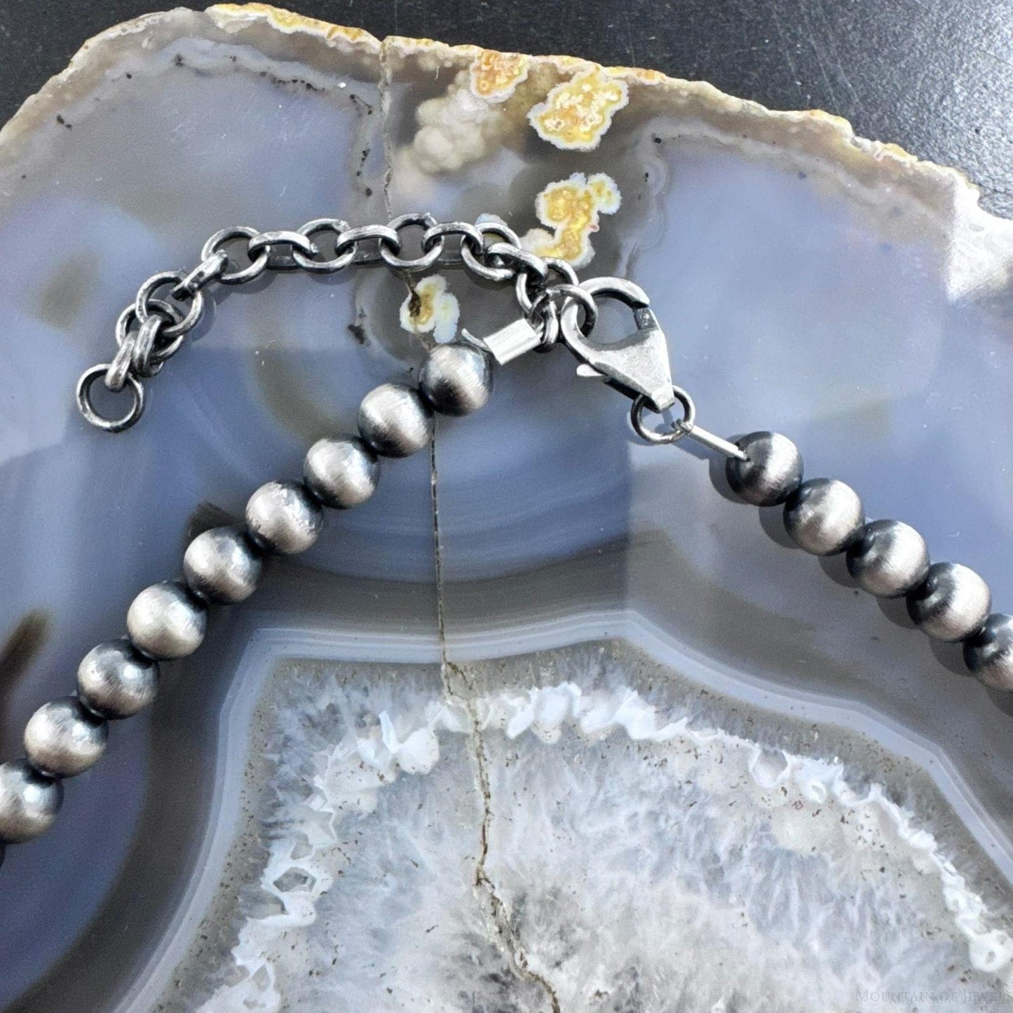 Sterling Silver Southwestern Style 2-12mm Navajo Pearl Bead 18"- 20" Necklace #2