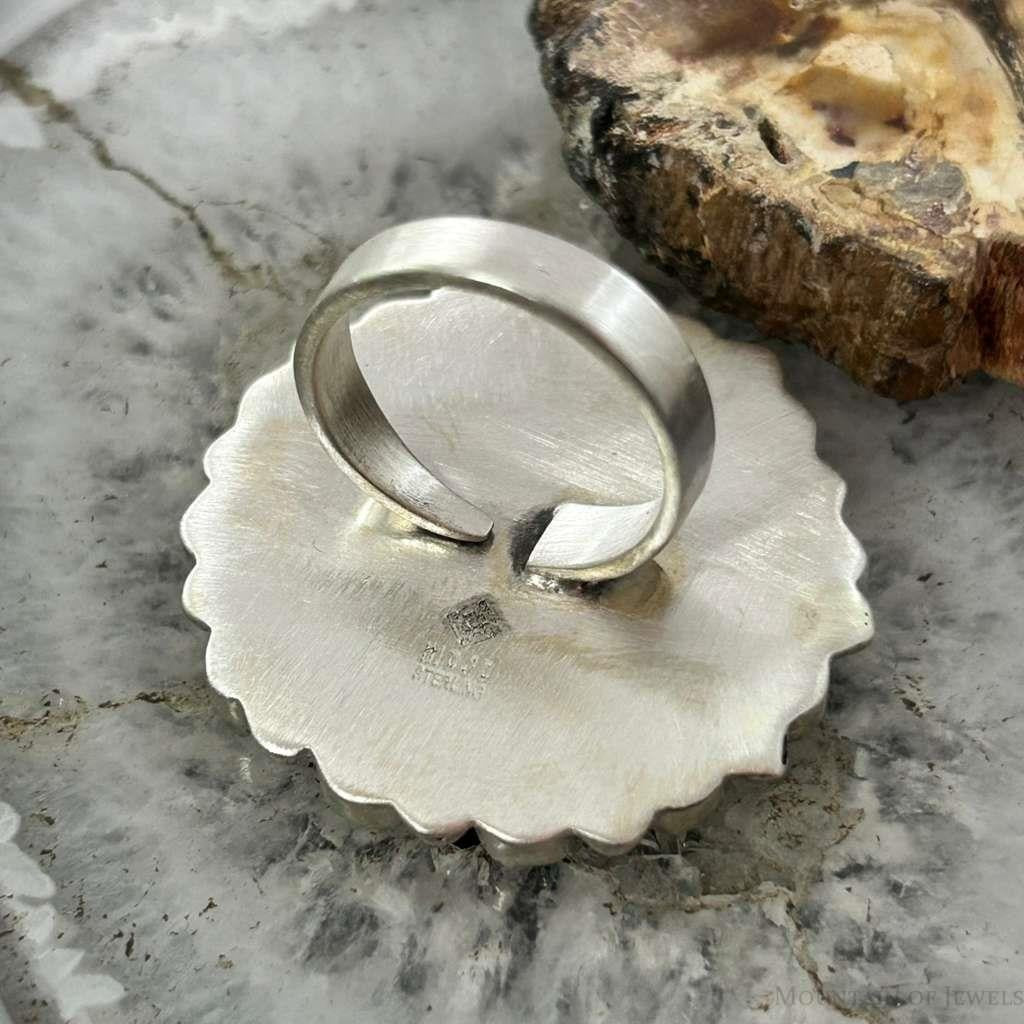 Sterling Silver Southwestern Style Teardrop Mohave Turquoise Ring Adjustable For Women