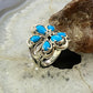 Carolyn Pollack Southwestern Style Sterling Silver Sleeping Beauty Turquoise Cluster Flower Ring For Women