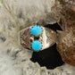 Native American Sterling Double Turquoise Decorated Ring Size 5/ 6.5 /7.5 / 8 For Women