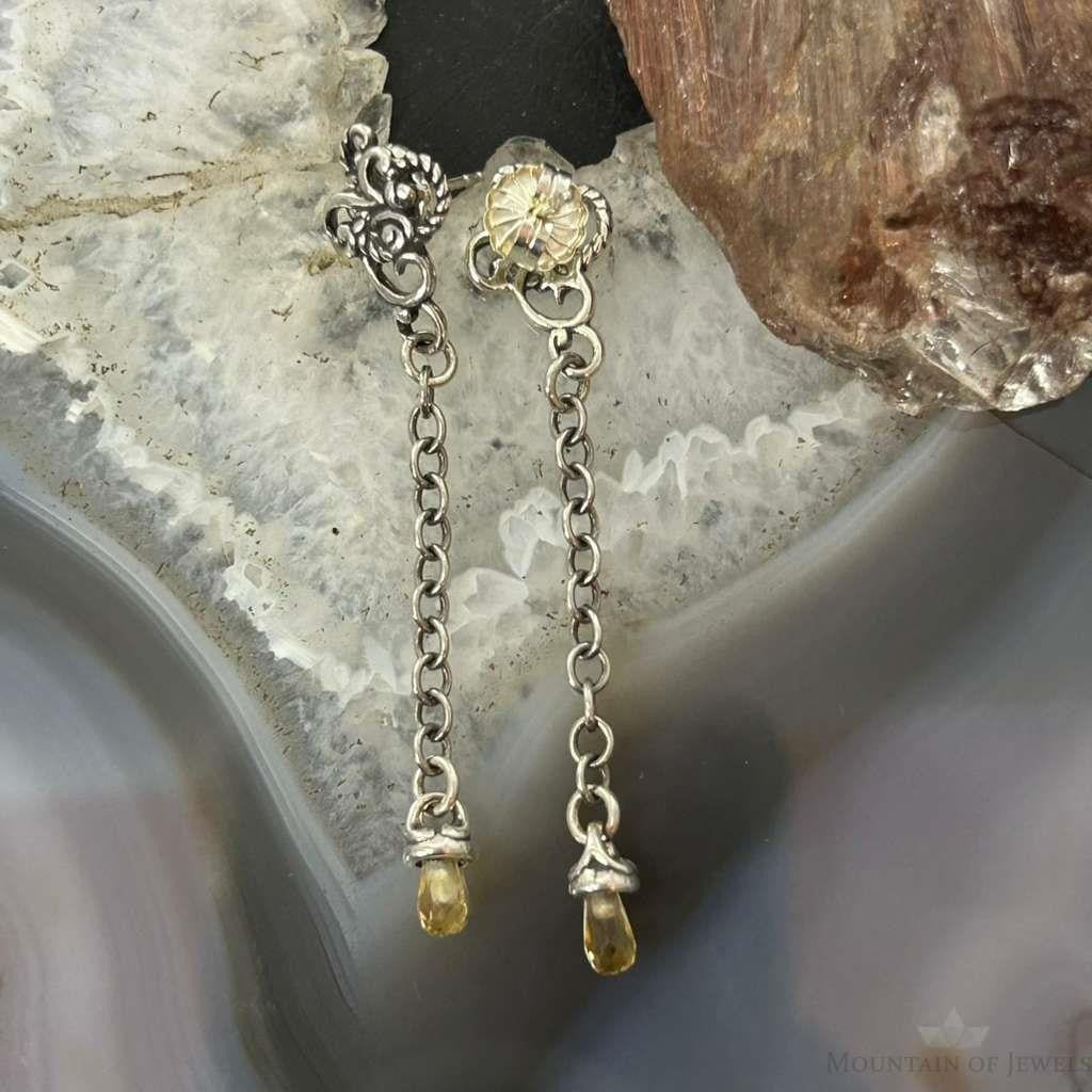 Carolyn Pollack Sterling Silver Faceted Citrine Long Dangle Earrings For Women