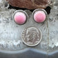 Native American Sterling Silver Round Pink Conch Decorated Stud Earrings For Women