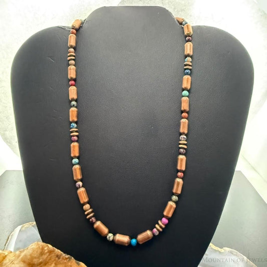 Southwestern Style Copper Navajo Pearl & Cylinder w/Multistone 18" Necklace #2