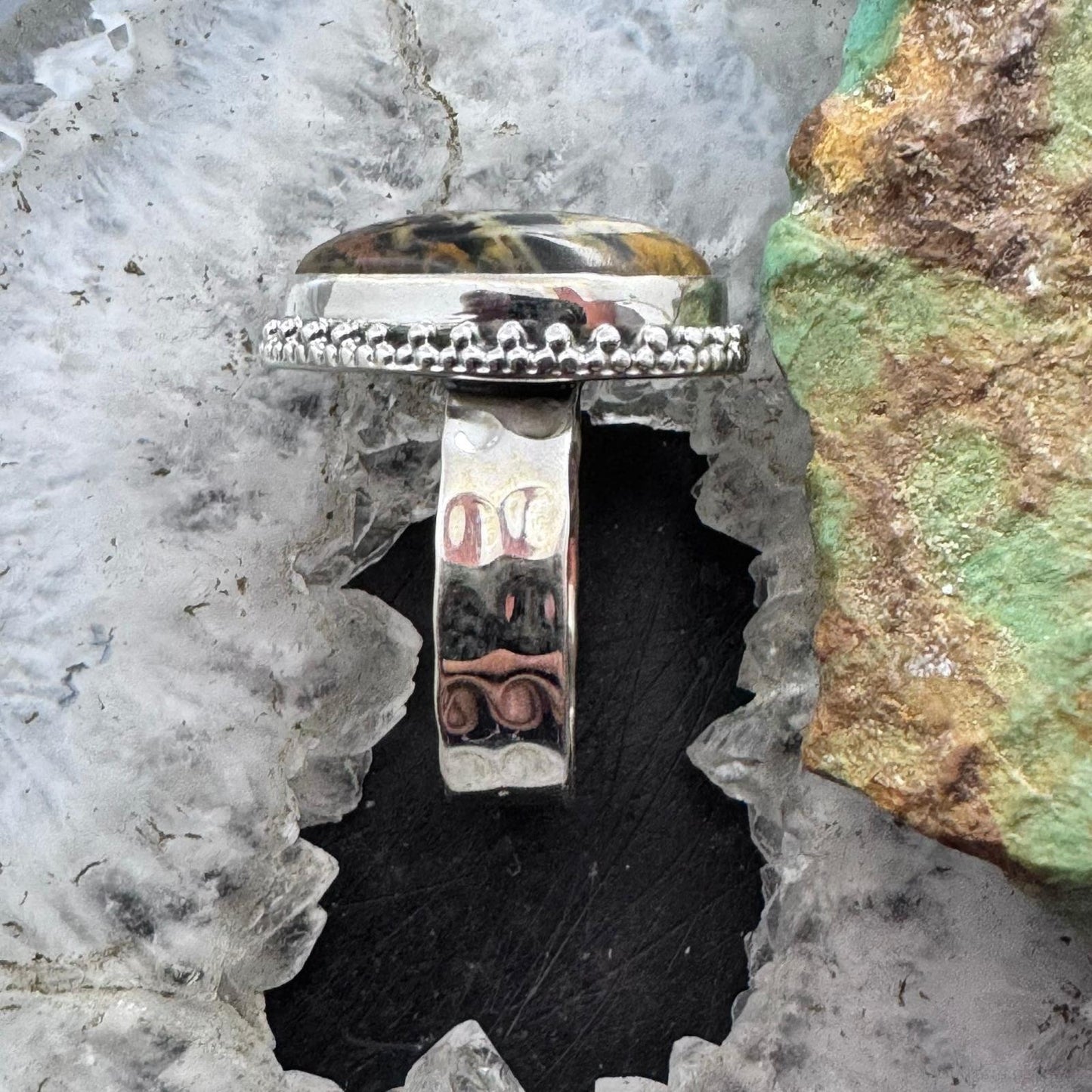 Sterling Silver Southwestern Style Teardrop Pilbara Picasso Jasper Ring Size 11 For Women