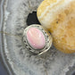 Native American Sterling Oval Pink Conch Decorated Shield Ring Size 11.75 For Men