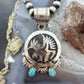Alonzo Mariano Sterling Silver Rounded Overlay Eagle w/Turquoise Unisex Pendant