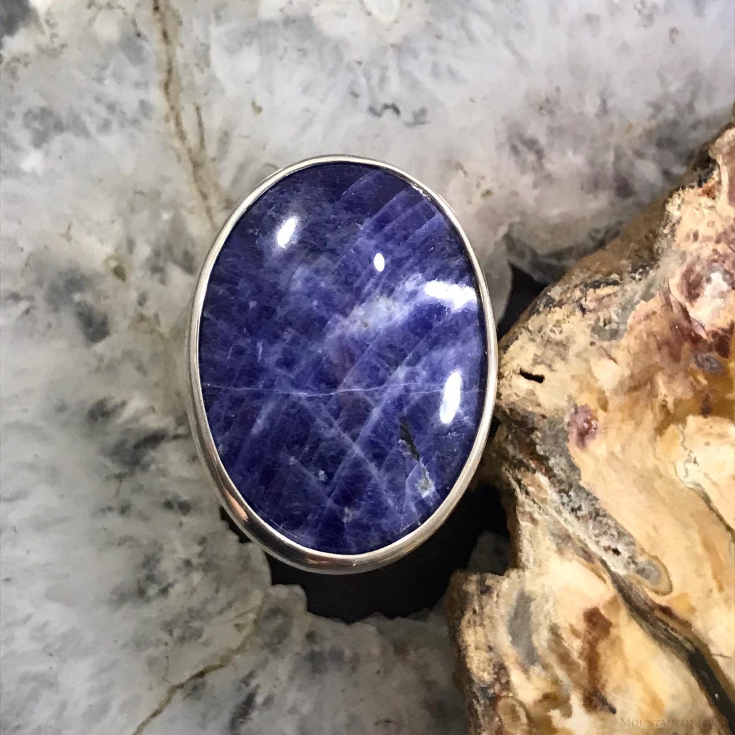 Carolyn Pollack Sterling Silver Large Oval Sodalite Ring Size 8 For Women