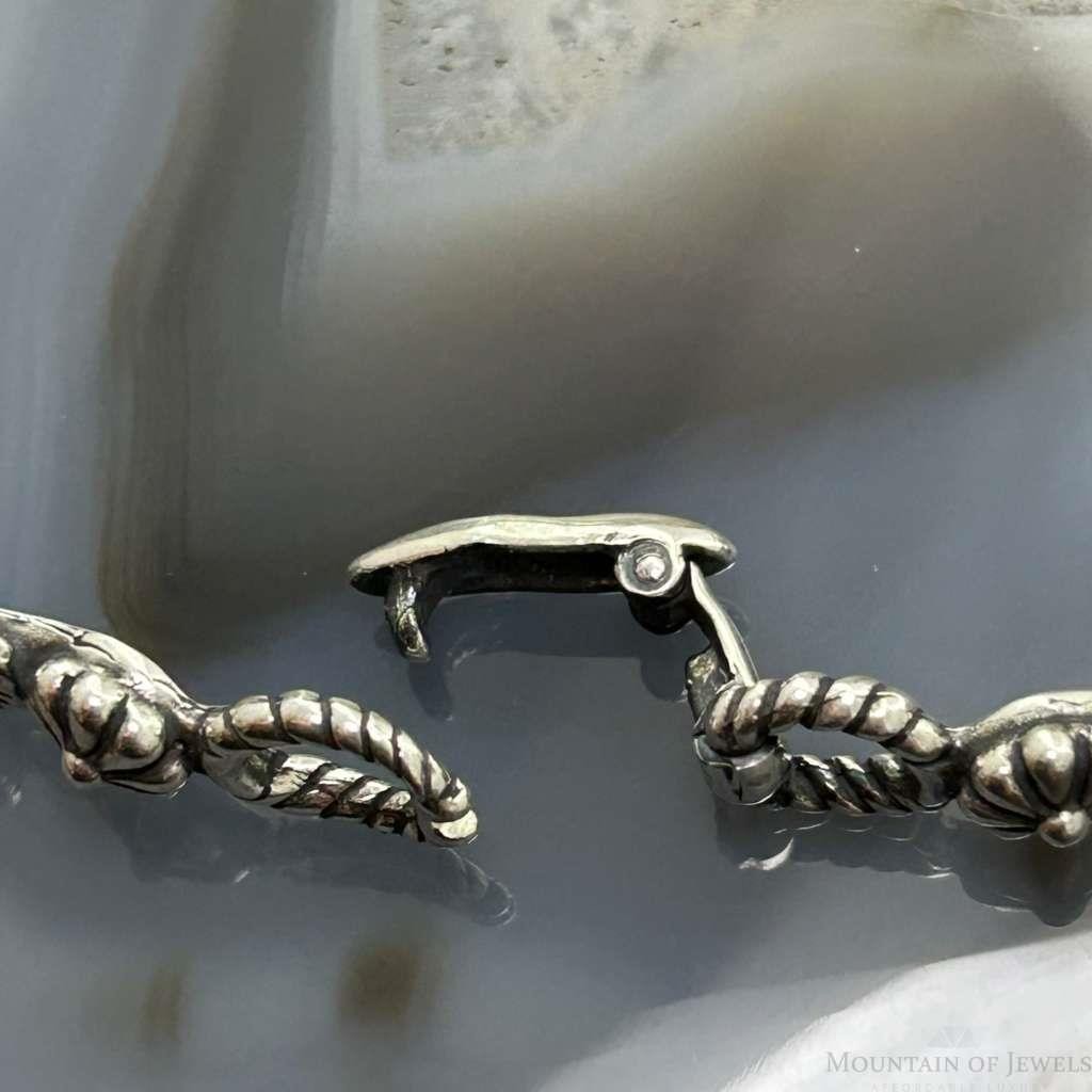 Carolyn Pollack Sterling Silver 7 Oval Multi-Stone 8" Decorated Link Bracelet For Women