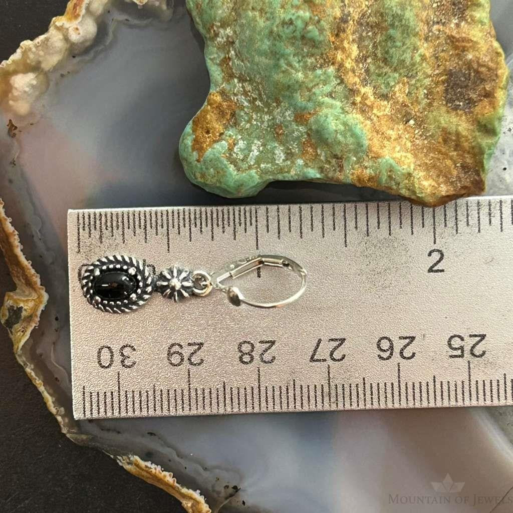 Carolyn Pollack Sterling Silver Onyx Decorated Dangle Earrings For Women