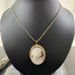 Vintage 14K Yellow Gold Cameo Pendant with 19" Gold Necklace For Women