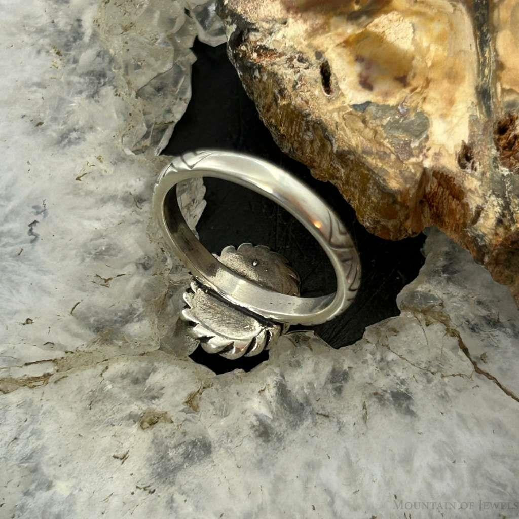 Carolyn Pollack Sterling Silver Oval Turquoise Decorated Ring Size 7.75 For Women