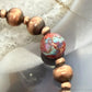 Southwestern Style 4-8mm Copper Navajo Pearl & 10mm Sediment Jasper Stretch Bracelet For Women