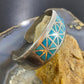 Vintage Native American Silver Geometric Turquoise Inlay Bracelet For Women